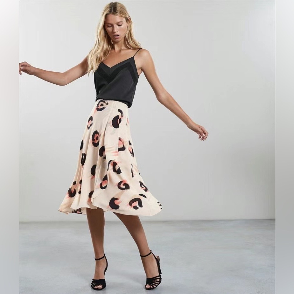 NWT Reiss Marson Abstract Leopard Print Knee Length Skirt